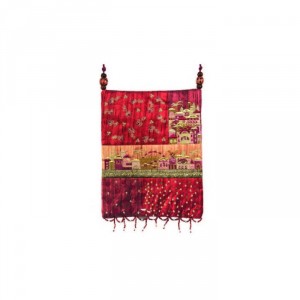 Yair Emanuel Red Patches Embroidered Bag with Jerusalem Yair Emanuel