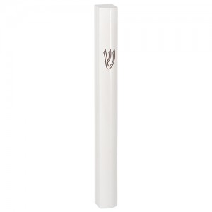White Aluminum Mezuzah with Half Rounded Body and Black Shin for 12cm Scroll Mezuzahs