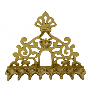 Brass Hanukkah Menorah with 16th Century Italian Design Hanukkah