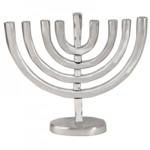 Yair Emanuel Anodized Aluminum Classic Menorah - Silver Hanukkah Menorahs
