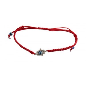 Red Knotted Kabbalah Bracelet with Beads and Small Hamsa Kabbalah Jewelry