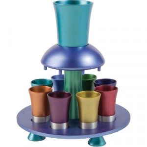 Anodized Aluminum Kiddush Fountain By Yair Emanuel - Rainbow Kiddush Cups