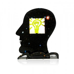David Gerstein What an Idea Head Sculpture with Galaxy Pattern David Gerstein