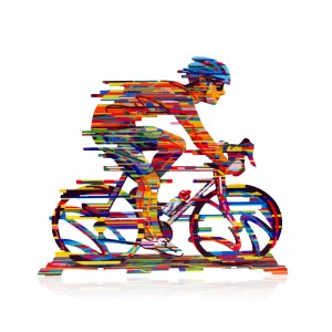 Multi Colored Cyclist Sculpture by David Gerstein Jewish Home Decor