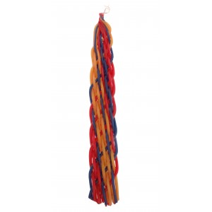 Galilee Style Candles Havdalah Candle with Crosshatching Red, Blue and Yellow Lines Havdalah Sets and Candles