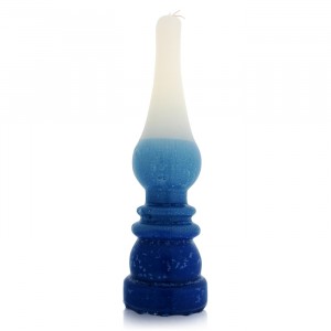 Safed Candles Lamp Havdalah Candle with Blue, White and Turquoise Sections Havdalah Sets and Candles