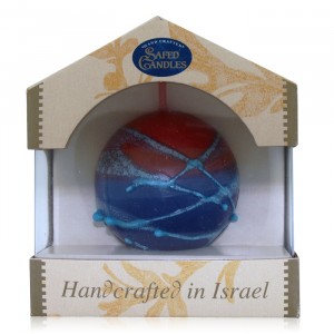 Safed Candles Globe Candle with Orange, Purple and Blue Stripes and Lines Shabbat
