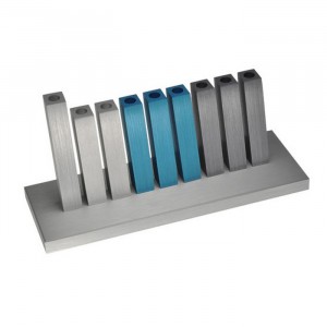 Silver, Turquoise and Gray Kinetic Hanukkah Menorah by Adi Sidler Candle Holders