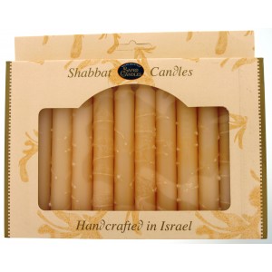 Safed Candles Almond Colored Shabbat Candles with Dripped Lines