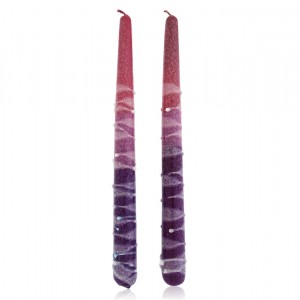 Safed Candles Shabbat Candle Pair in Purple and White Candles