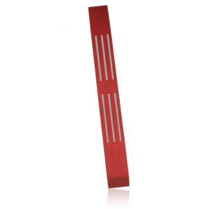 Red Lined Brushed Aluminum Mezuzah by Adi Sidler