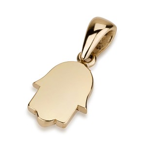 14k Yellow Gold Chamsa Pendant with Polished Surface Ben Jewelry