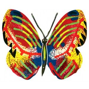 David Gerstein Metal Tsiona Butterfly Sculpture with Basic Colors David Gerstein