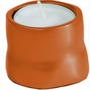 Yair Emanuel Anodized Aluminum Shabbat Candlestick in Orange Candle Holders