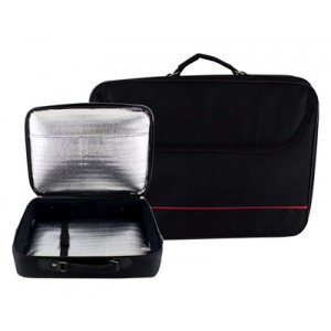 Black Tallit Bag with Thermal Insulation and Thin Red Stripe Tallitot