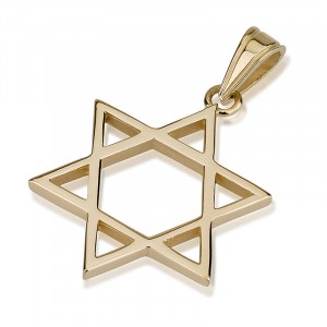 14k Yellow Gold Pendant with Framework Star of David Jewish Necklaces