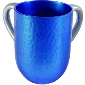 Yair Emanuel Blue & Silver Washing Cup with Hammering in Anodized Aluminum Yair Emanuel