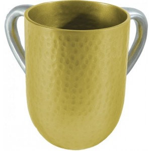 Yair Emanuel Gold and Silver Anodized Aluminum Hammered Washing Cup Yair Emanuel