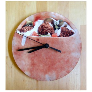 Falafel Laminated Print Wood Analog Clock by Barbara Shaw Barbara Shaw