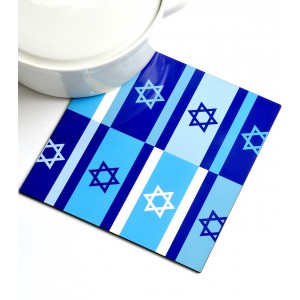 Large Israeli Flag Trivet in Blue by Barbara Shaw
