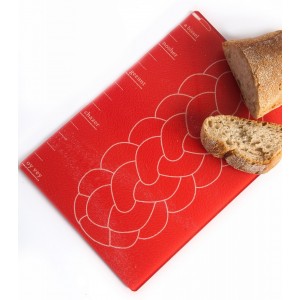 Red Glass Cutting Board with Yiddishisms by Barbara Shaw Tableware