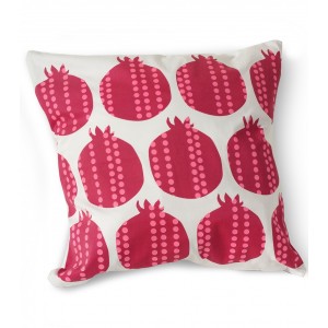 White Sofa Cushion with Large Red Pomegranates by Barbara Shaw Home & Kitchen