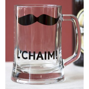 Glass Beer Pint Glass with Mustache and English Text by Barbara Shaw Home & Kitchen