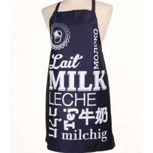 Blue Milk Apron with White Text and Milk Jug by Barbara Shaw Home & Kitchen