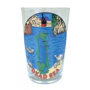 Shot Glass with Dead Sea Map and Landscape Image Jewish Souvenirs