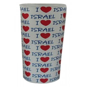 White Tequila Shot Glass with 'I Love Israel' Israeli Independence Day