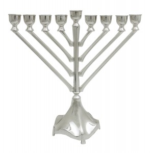 Nickel Hanukkah Menorah with Vertical Design Hanukkah Menorahs