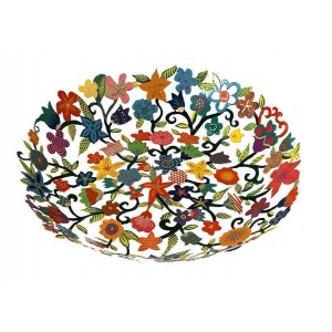 Multicolored Bowl in Flowers Laser Cut by Yair Emanuel Serving Pieces