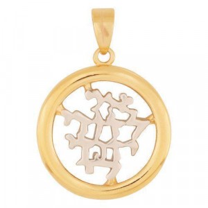 Pendant with Ani LeDodi Design in Gold and Rhodium Plated Jewish Jewelry