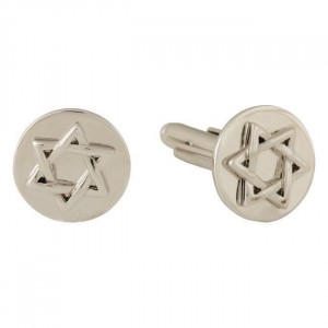 Cuffs with Star of David in Rhodium Plated Cuff Links