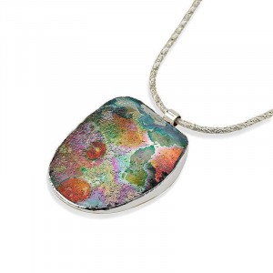 Silver Necklace with Multicolored Roman Glass Ben Jewelry