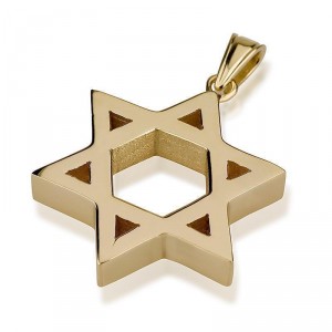 Star of David Pendant in 14K Gold Block Jewish Necklaces