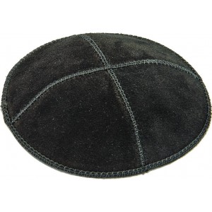 Black Suede Kippah with Four Sections in 16cm  Kippot