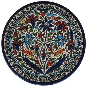 Armenian Ceramic Plate with Floral Scilla Armenia Motif Jewish Home Decor