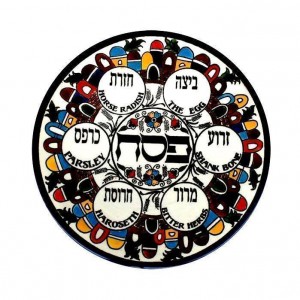 Armenian Ceramic Seder Plate with Jerusalem Motif Jewish Home Decor