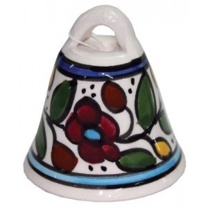 Armenian Ceramic Bell with Anemones Floral Motif Jewish Home Decor