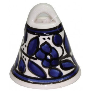 Armenian Ceramic Bell with Blue Anemones Floral Motif Jewish Home Decor
