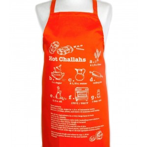 Cotton Apron with Recipe for Hot Challahs in Orange Aprons