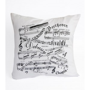 Cushion with Musical Notes in Black and White Barbara Shaw