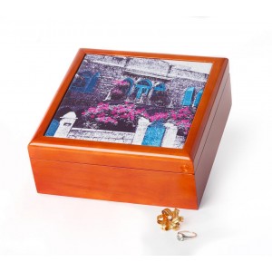 Jewelry Box with Jerusalem House Design in Blue Jewelry Boxes