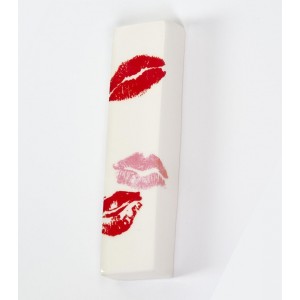 Ceramic Mezuzah with Lipstick Kiss Design Mezuzahs