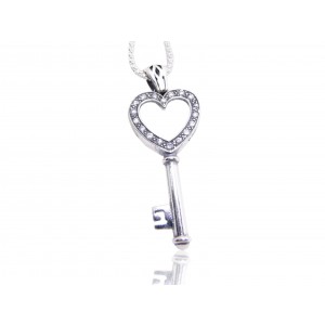 Key Charm Heart Pendant with Hebrew Letter 'Pey' Jewish Jewelry