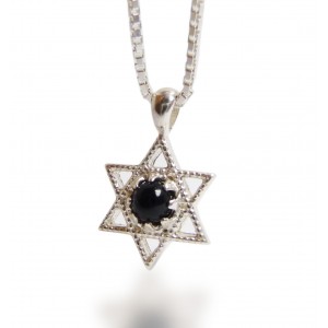 Star of David Pendant with Onyx Encrusted Stone