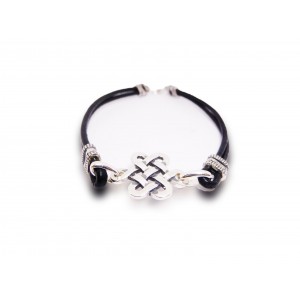 Eternity Bracelet with Leather Strap  Jewish Bracelets
