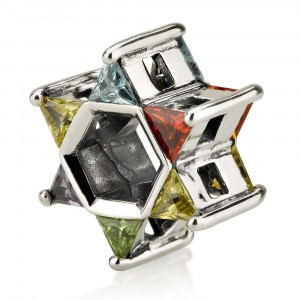 Star of David Charm with Colorful Stones in Sterling Silver Bat Mitzvah Jewelry