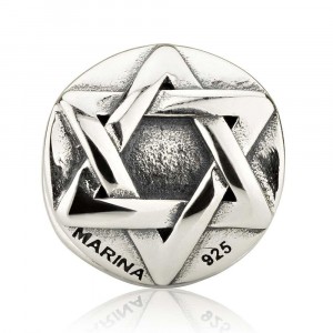 Star of David Charm with Round Frame in Sterling Silver Star of David Jewelry
